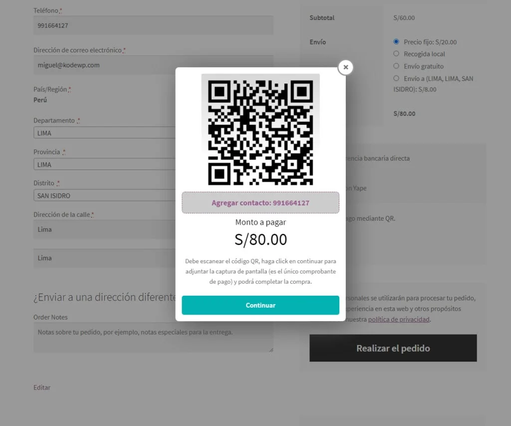 Payment QR WooCommerce plugin checkout