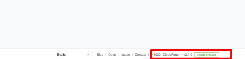 CloudPanel version check in admin footer