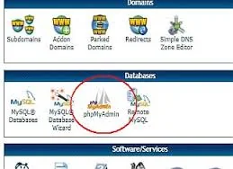 phpMyAdmin link in hosting control panel