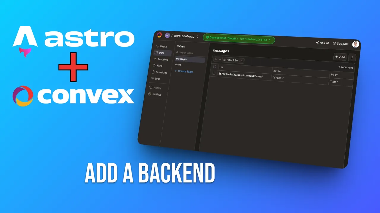 Illustration of a real-time chat app interface built with Astro and Convex