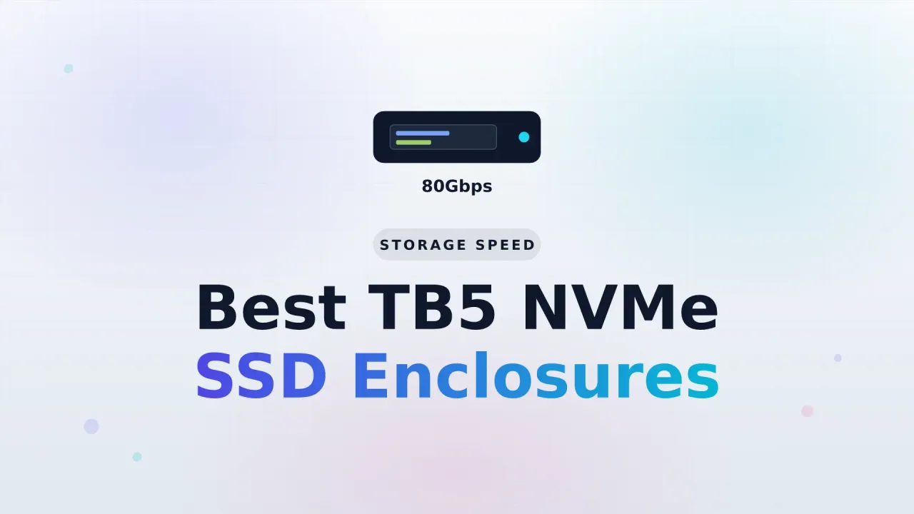 Best Thunderbolt 5 NVMe SSD enclosures cover showing an enclosure icon with 80Gbps label