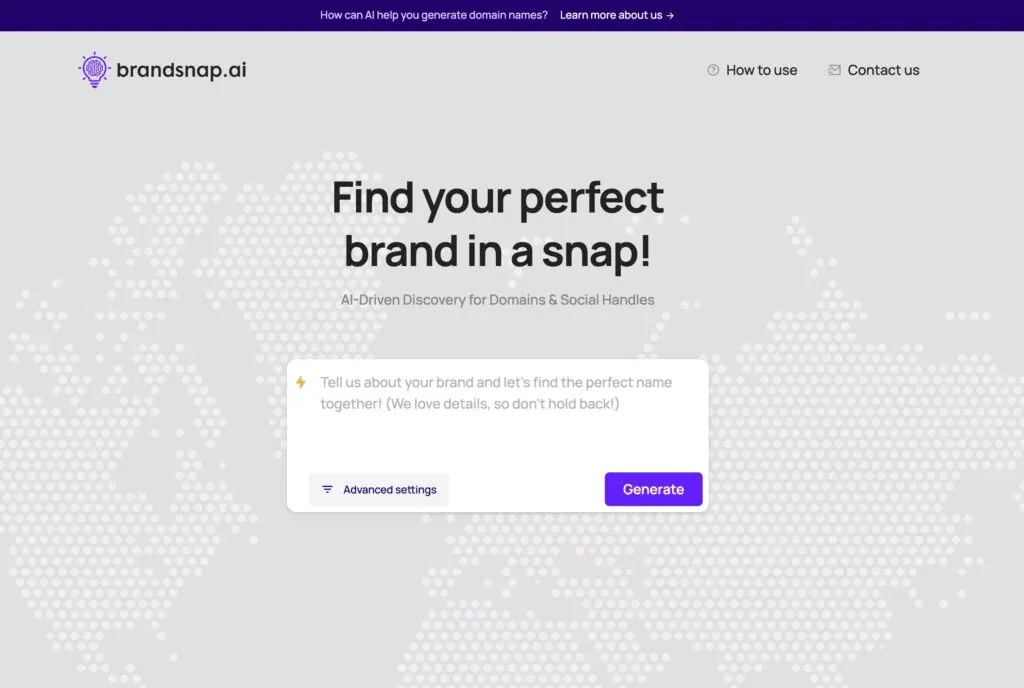 brandsnap.ai domain name generator tool