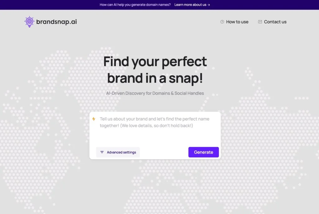 brandsnap.ai domain name generator tool