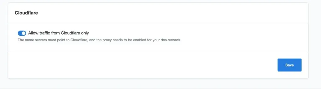 CloudPanel Cloudflare integration setting