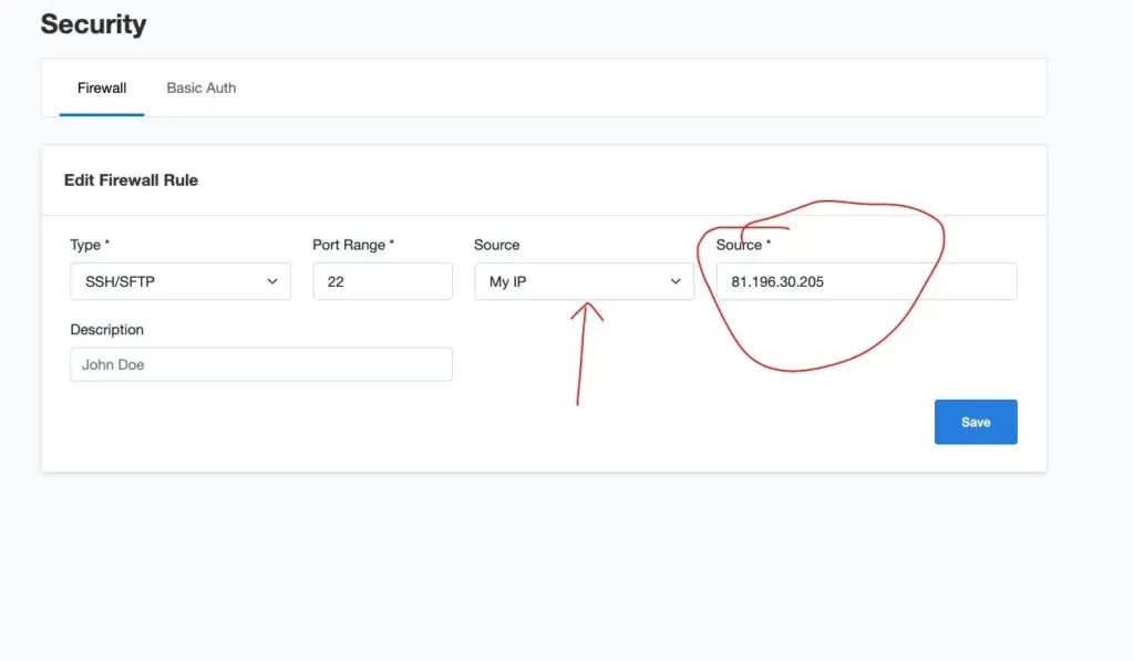 CloudPanel adding your IP to firewall whitelist