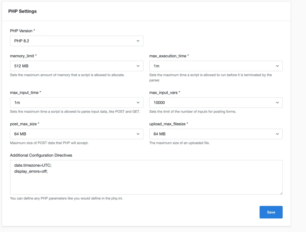 CloudPanel PHP version configuration