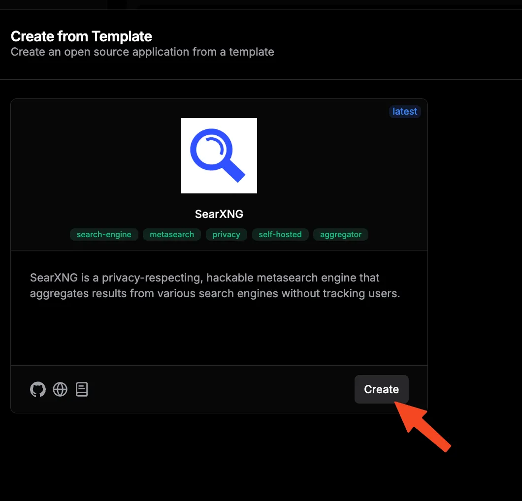 Selecting the n8n template in Dokploy