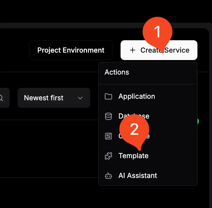Creating a new n8n service in the Dokploy dashboard