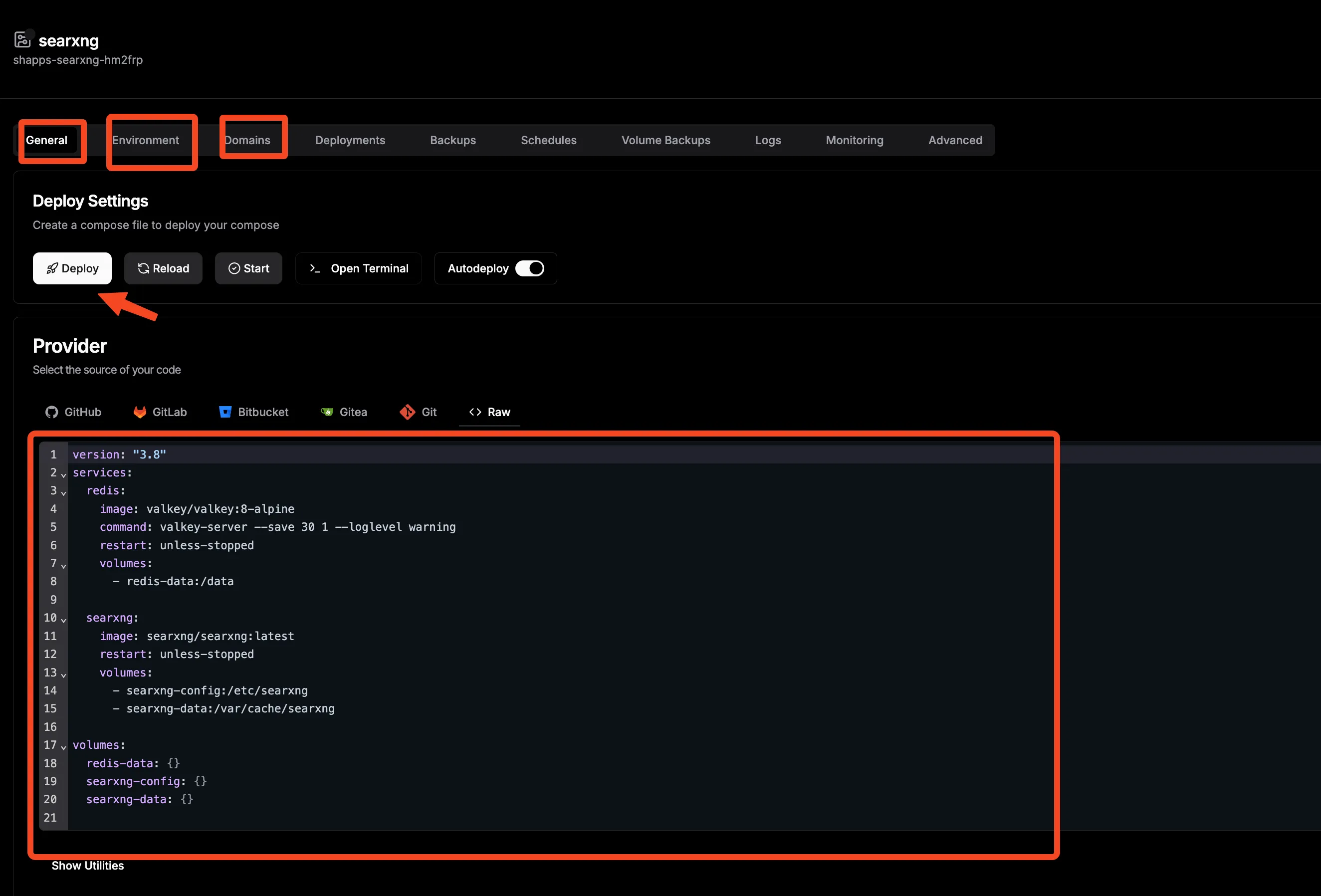 Dokploy SearXNG deploy