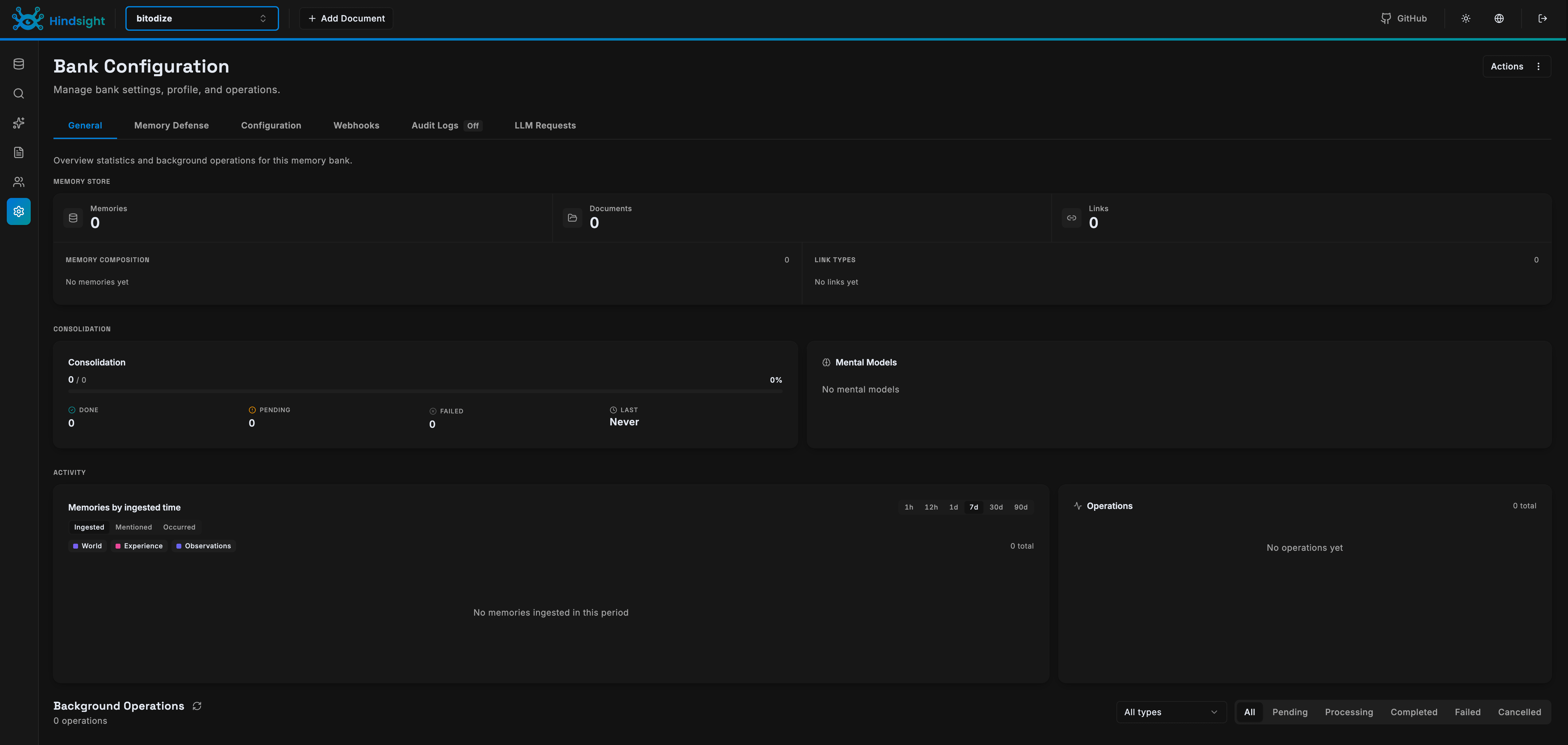 Hindsight Control Plane web UI