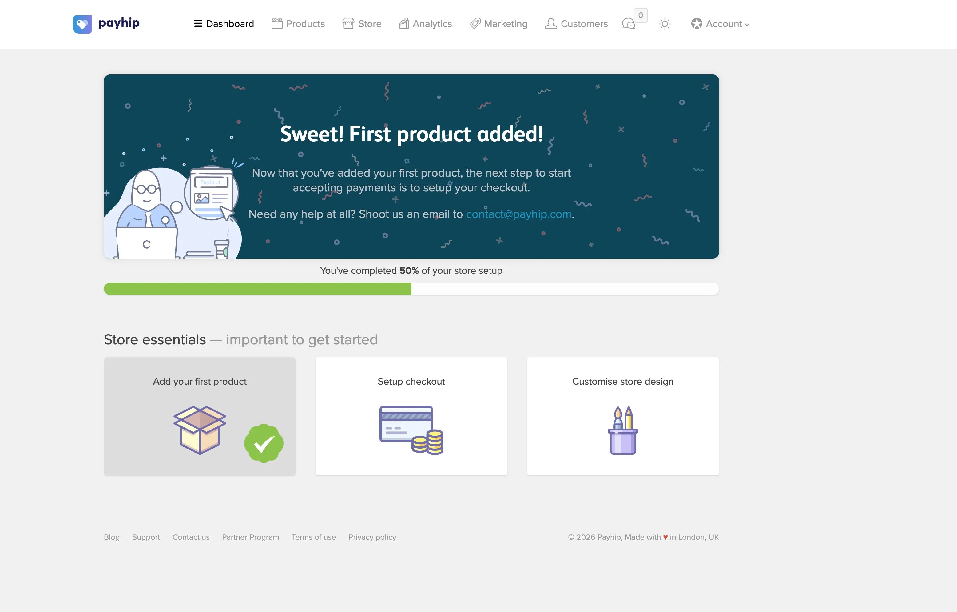 Payhip dashboard overview