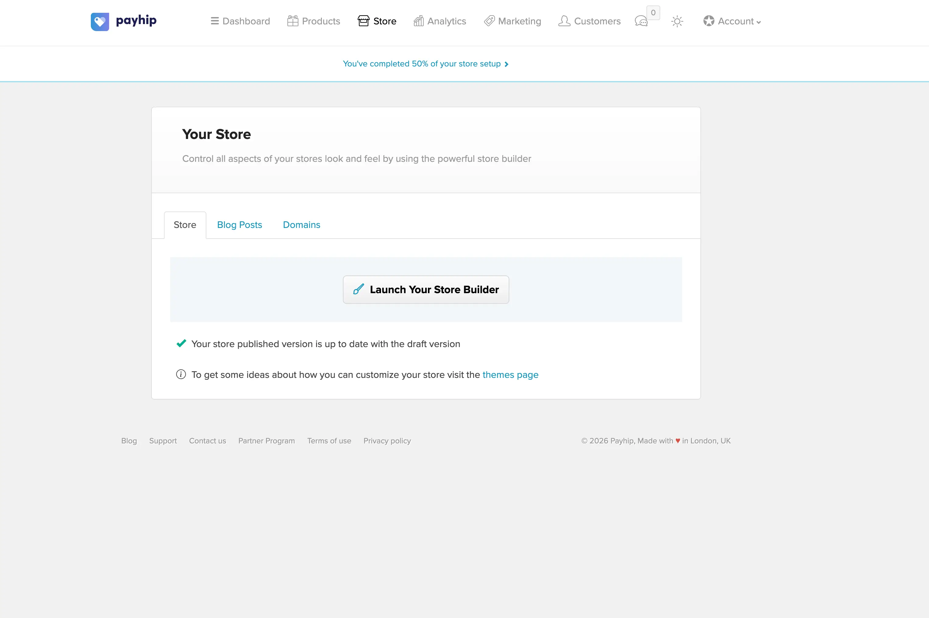 Payhip store builder interface