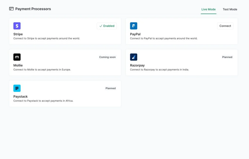 SureCart supported payment processors