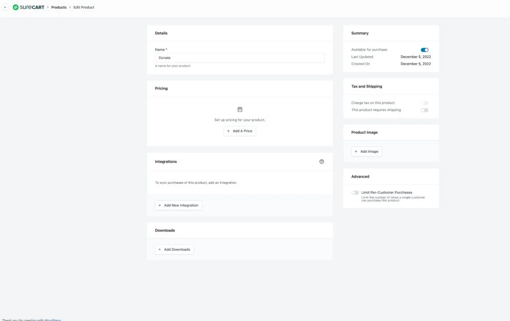 SureCart product layout options