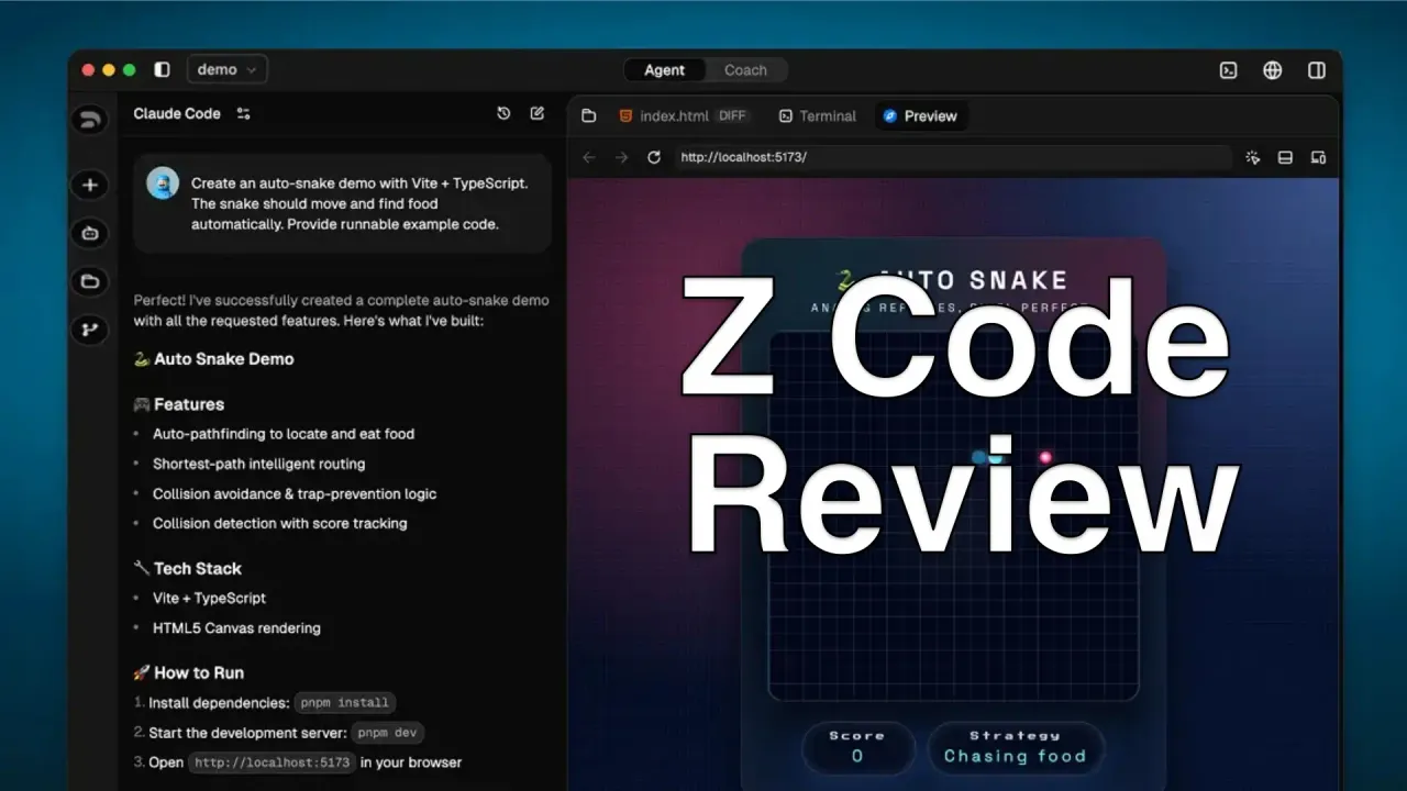 Z Code Review: AI Coding Environment by Z.AI With Agents and MCP Support